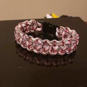 9 inch Paracord bracelet- pink camo